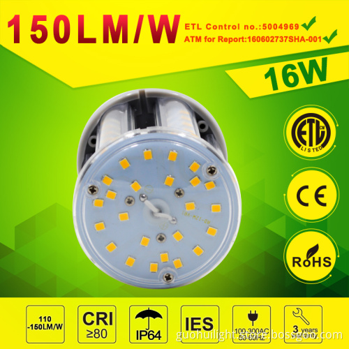 IP64 LED Corn lamp 16w 150lm/w for garden lighting